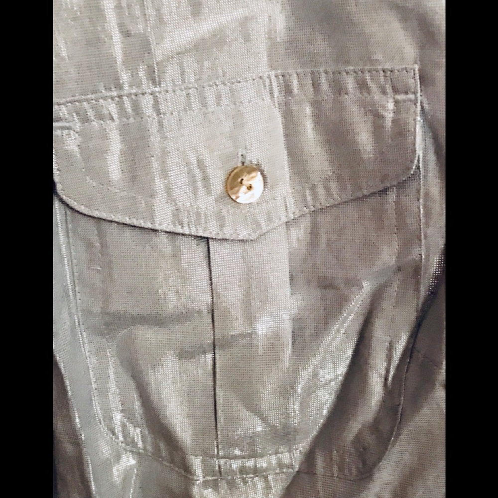 Ruby Rd Gorgeous Metallic Silver Button Down - image 4